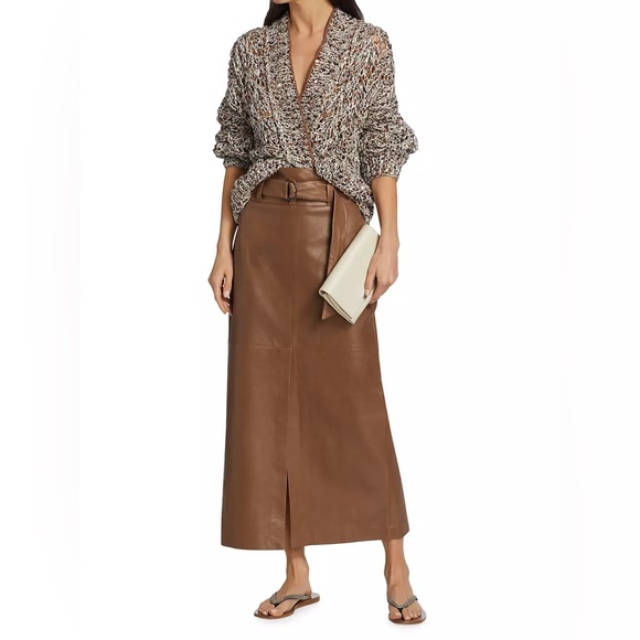 Brunello Cucinelli Leather Maxi Skirt - Picture 3 of 13